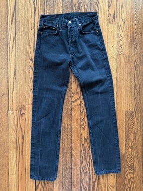 B Sides Blue Jeans Button Fly Straight Leg Black Rigid 100% Cotton Made in USA S